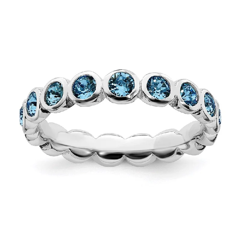 Sterling Silver Stackable Expressions December Swarovski Ring | QSK984