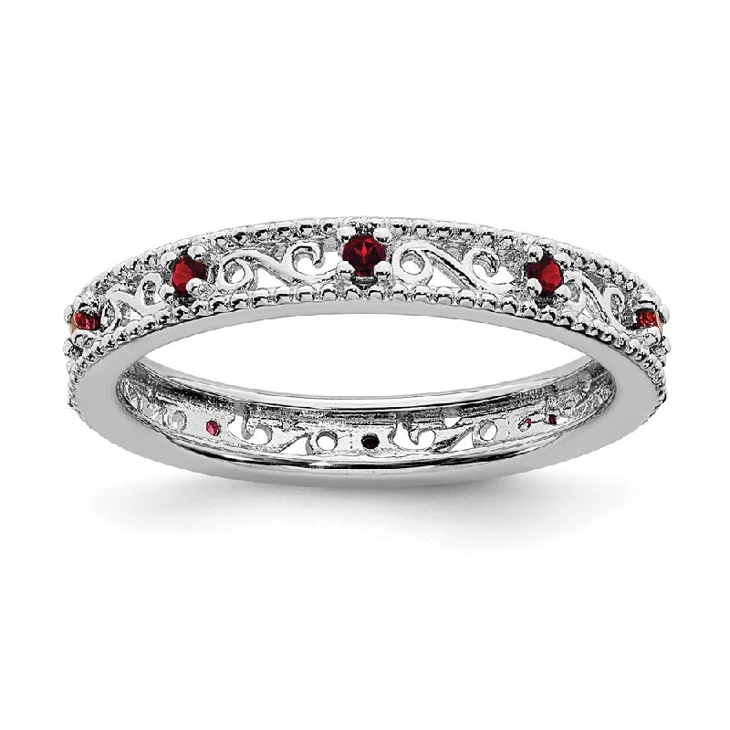 Sterling Silver Stackable Expressions Garnet Ring | QSK1482