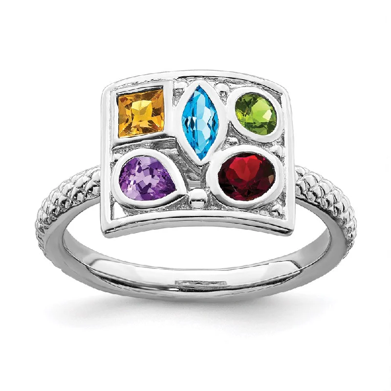 Sterling Silver Stackable Expressions Gemstone Ring | QSK796