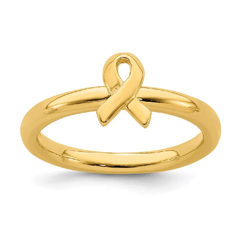 Sterling Silver Stackable Expressions Gold-plated Awareness Ribbon Ring | QSK870