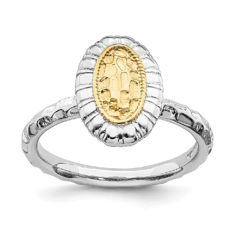 Sterling Silver Stackable Expressions Gold-plated Oval Ring | QSK1607