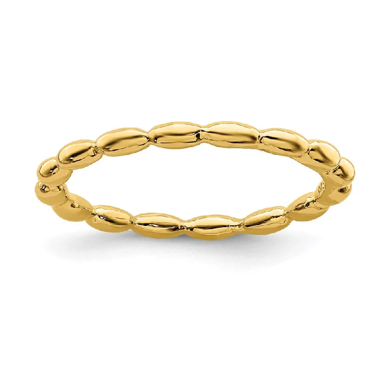 Sterling Silver Stackable Expressions Gold-plated Rice Bead Ring | QSK170