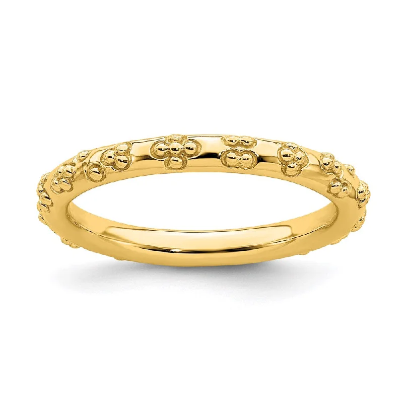 Sterling Silver Stackable Expressions Gold-plated Textured Ring | QSK1614