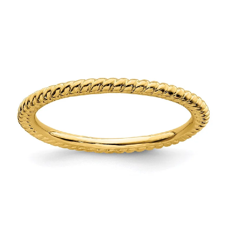 Sterling Silver Stackable Expressions Gold-plated Twisted Ring | QSK174