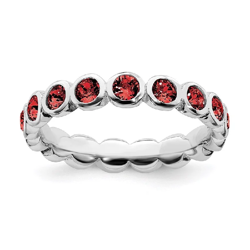 Sterling Silver Stackable Expressions January Swarovski Ring | QSK973