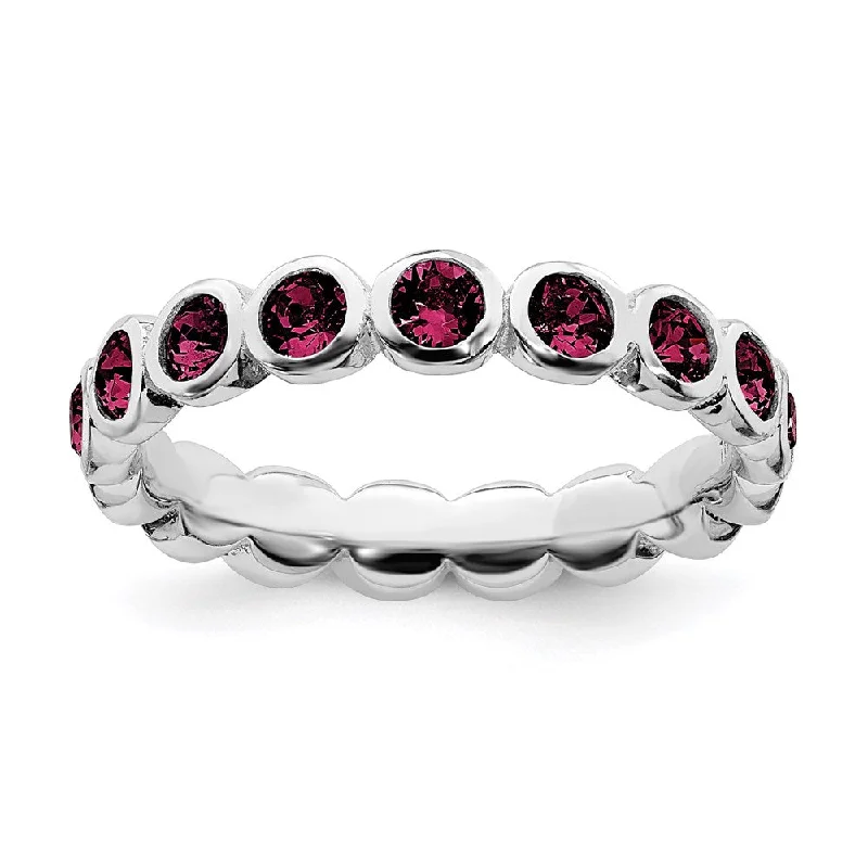 Sterling Silver Stackable Expressions July Swarovski Ring | QSK979