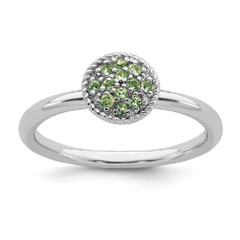 Sterling Silver Stackable Expressions Peridot Rhodium Ring | QSK322