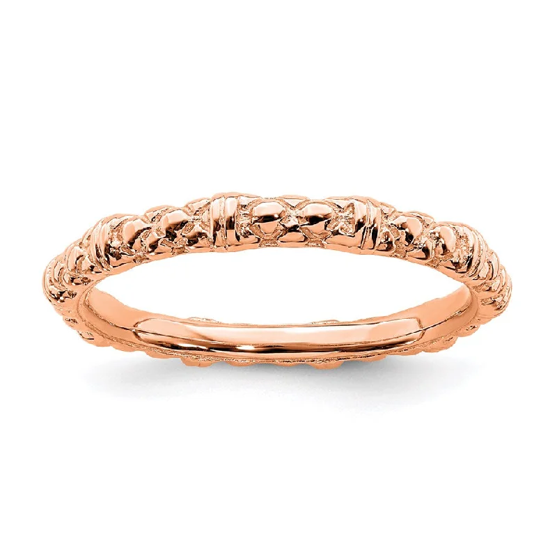 Sterling Silver Stackable Expressions Pink-plated Cable Ring | QSK208