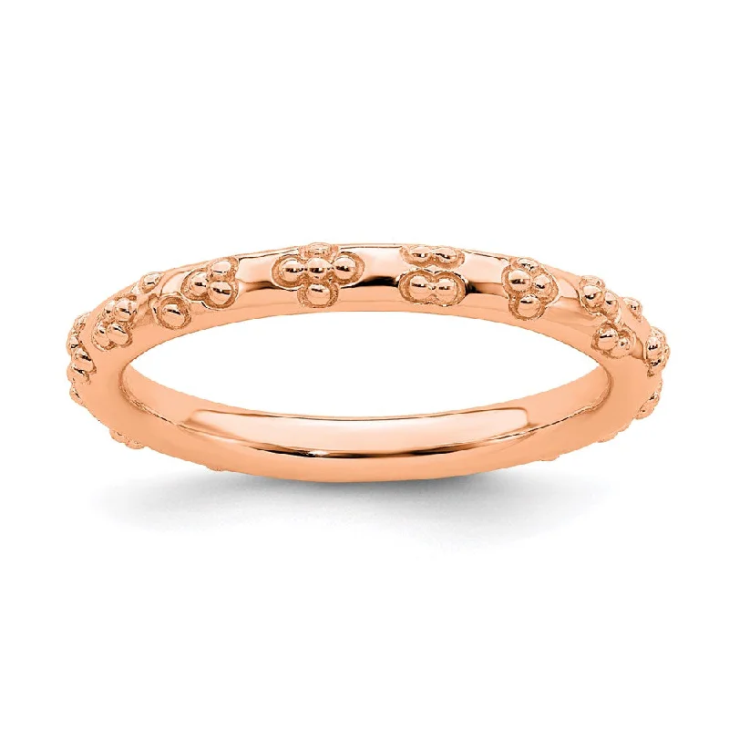 Sterling Silver Stackable Expressions Pink-plated Textured Ring | QSK1617