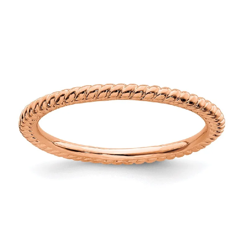 Sterling Silver Stackable Expressions Pink-plated Twisted Ring | QSK176