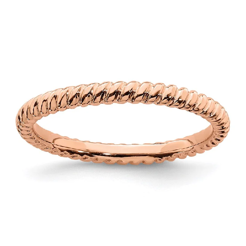 Sterling Silver Stackable Expressions Pink-plated Twisted Ring | QSK196