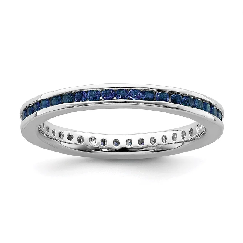 Sterling Silver Stackable Expressions Polished Created Sapphire Ring | QSK659