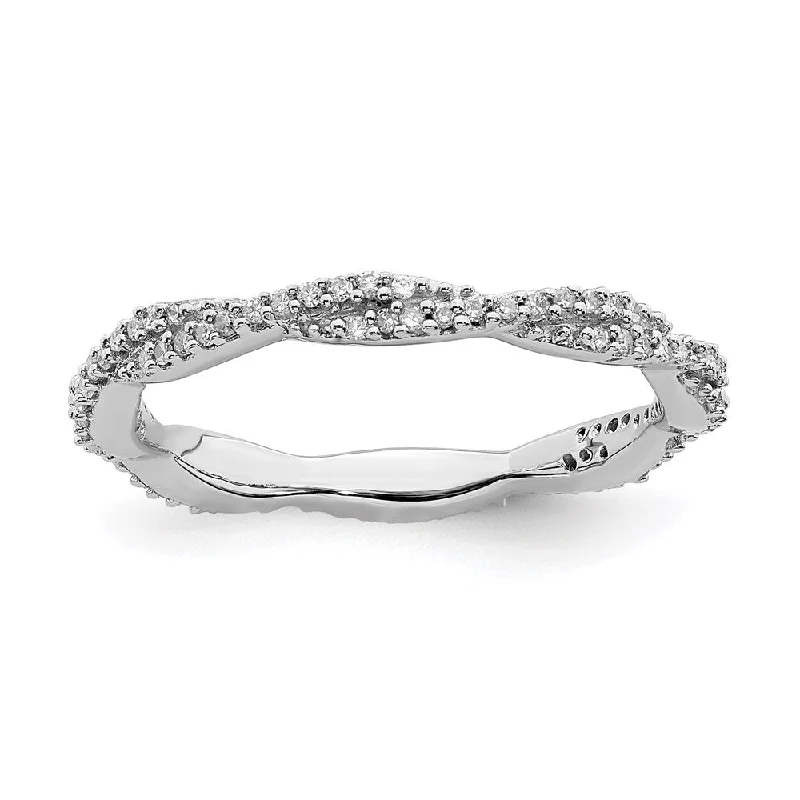 Sterling Silver Stackable Expressions Polished Diamond Ring | QSK630