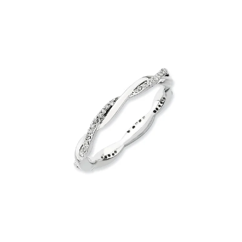 Sterling Silver Stackable Expressions Polished Diamond Ring | QSK633