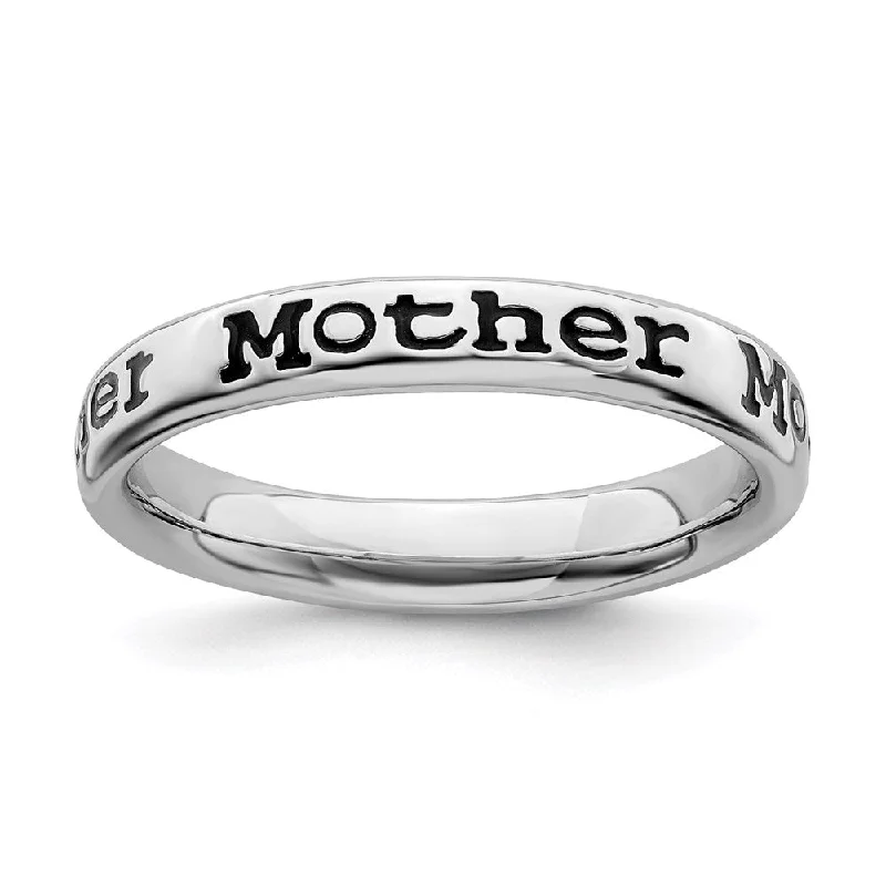 Sterling Silver Stackable Expressions Polished Enameled Mother Ring | QSK994