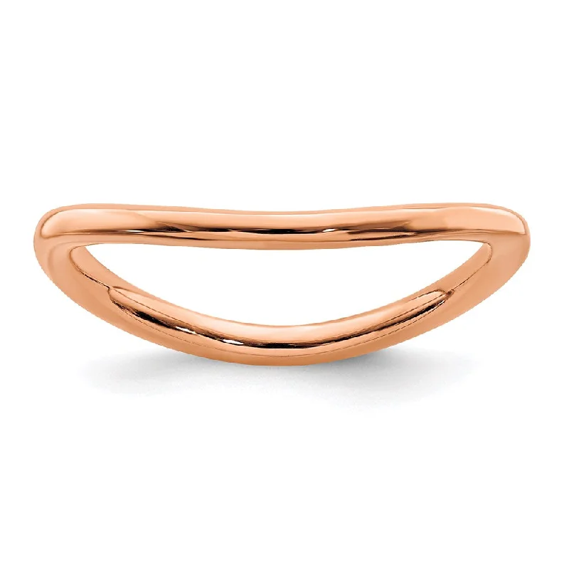 Sterling Silver Stackable Expressions Polished Pink-plated Wave Ring | QSK712