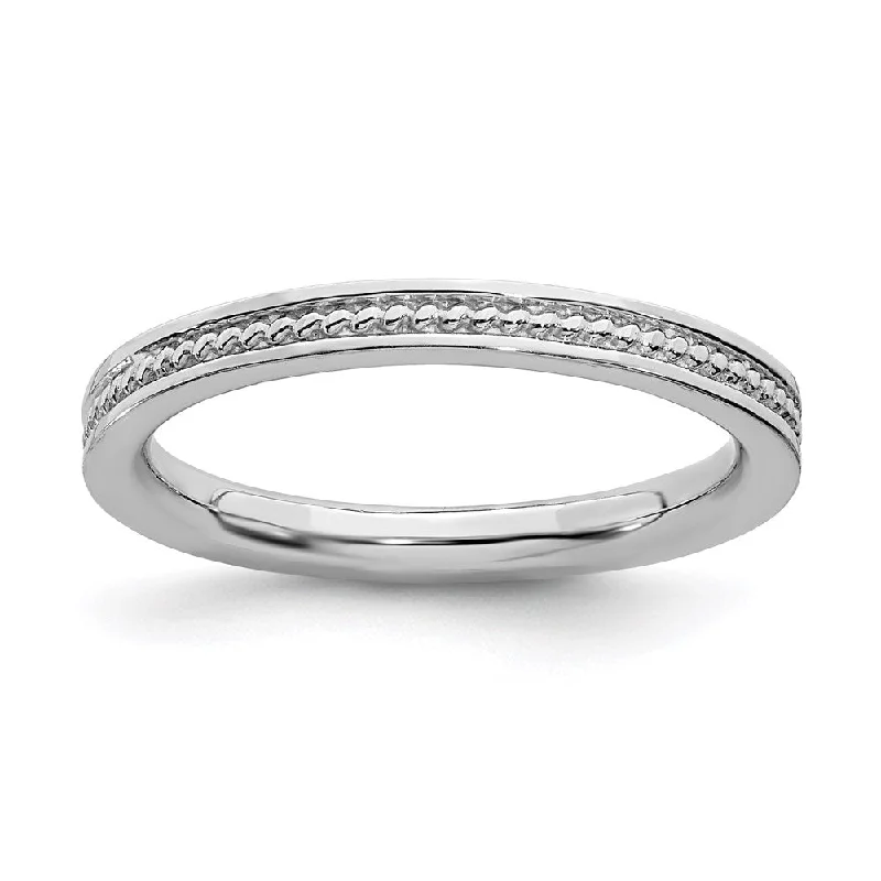 Sterling Silver Stackable Expressions Rhodium Channeled Ring | QSK1619