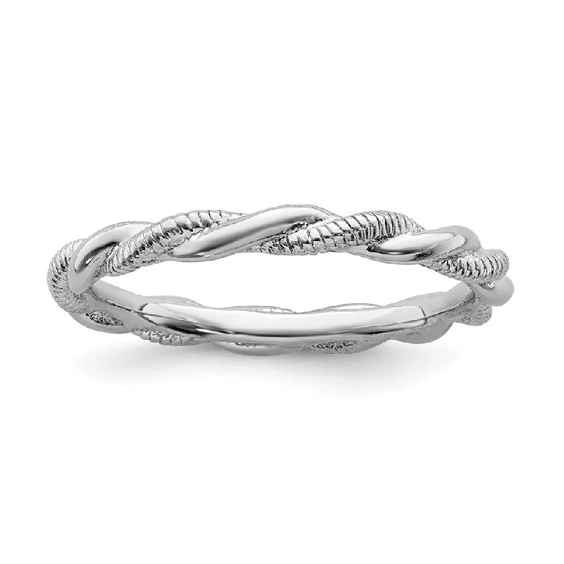 Sterling Silver Stackable Expressions Rhodium-plated Twist Ring | QSK1558