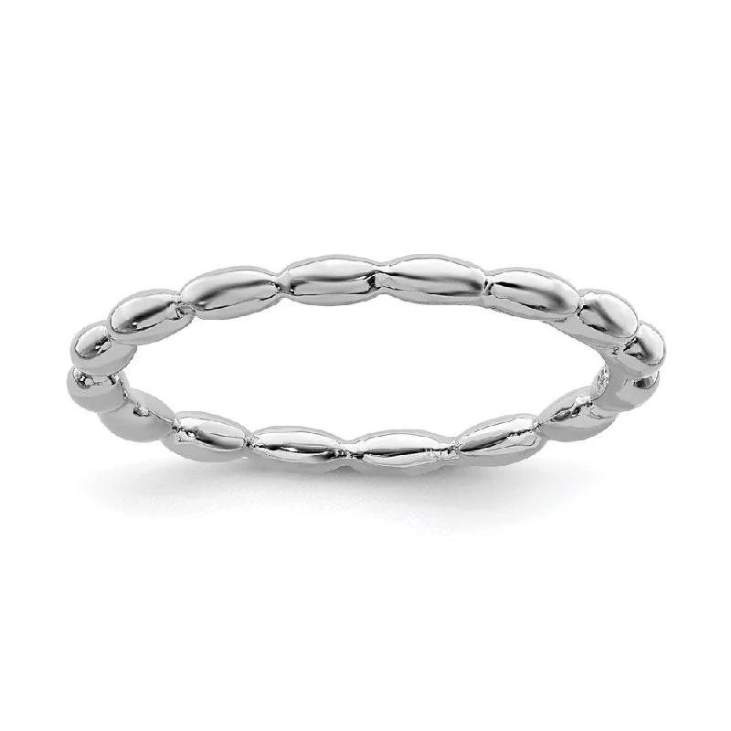 Sterling Silver Stackable Expressions Rhodium Rice Bead Ring | QSK171