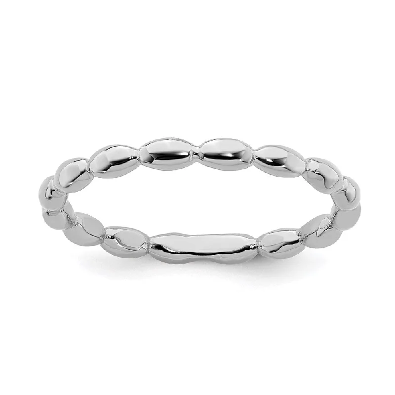 Sterling Silver Stackable Expressions Rhodium Rice Ring | QSK215