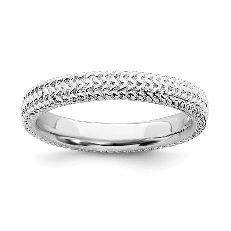 Sterling Silver Stackable Expressions Rhodium Ring | QSK279