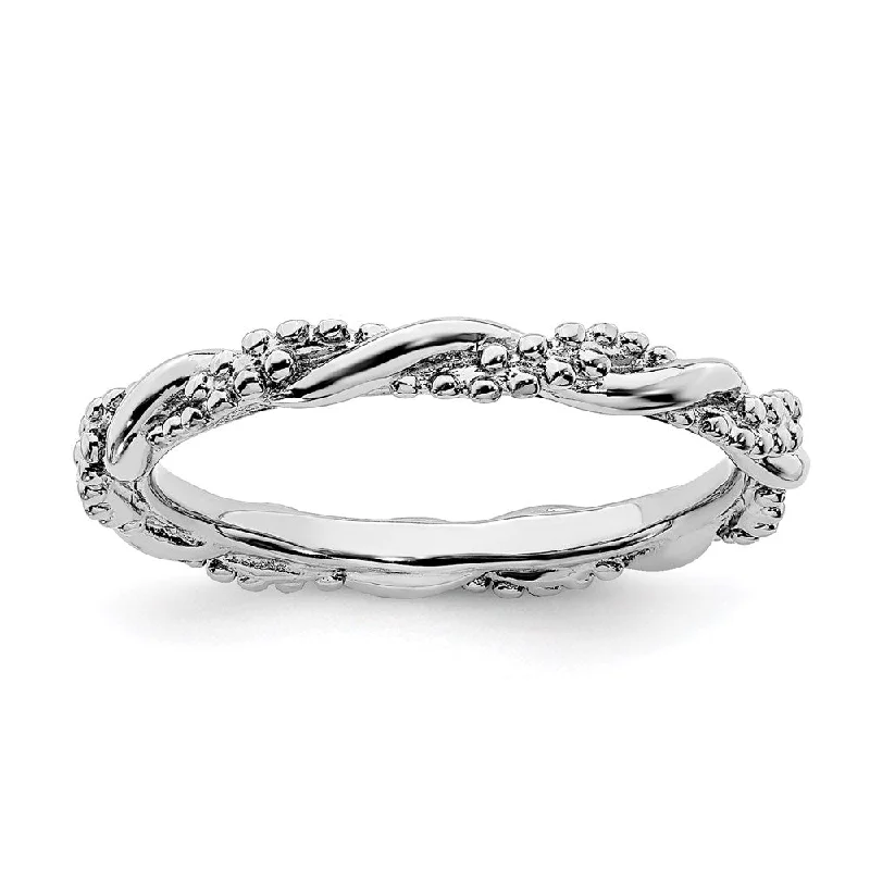 Sterling Silver Stackable Expressions Rhodium Twist Ring | QSK2004