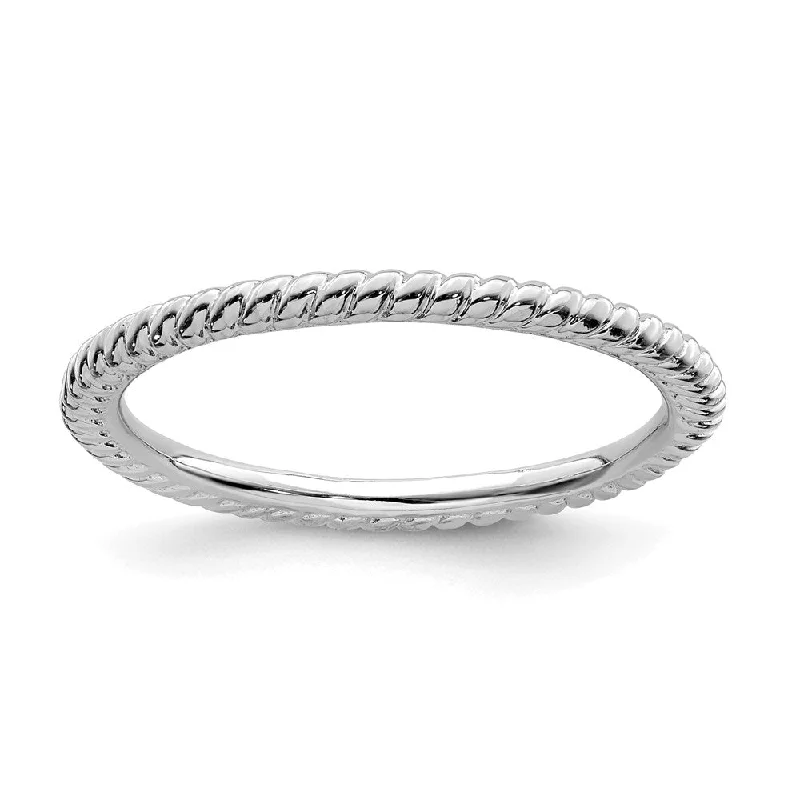 Sterling Silver Stackable Expressions Rhodium Twisted Ring | QSK175