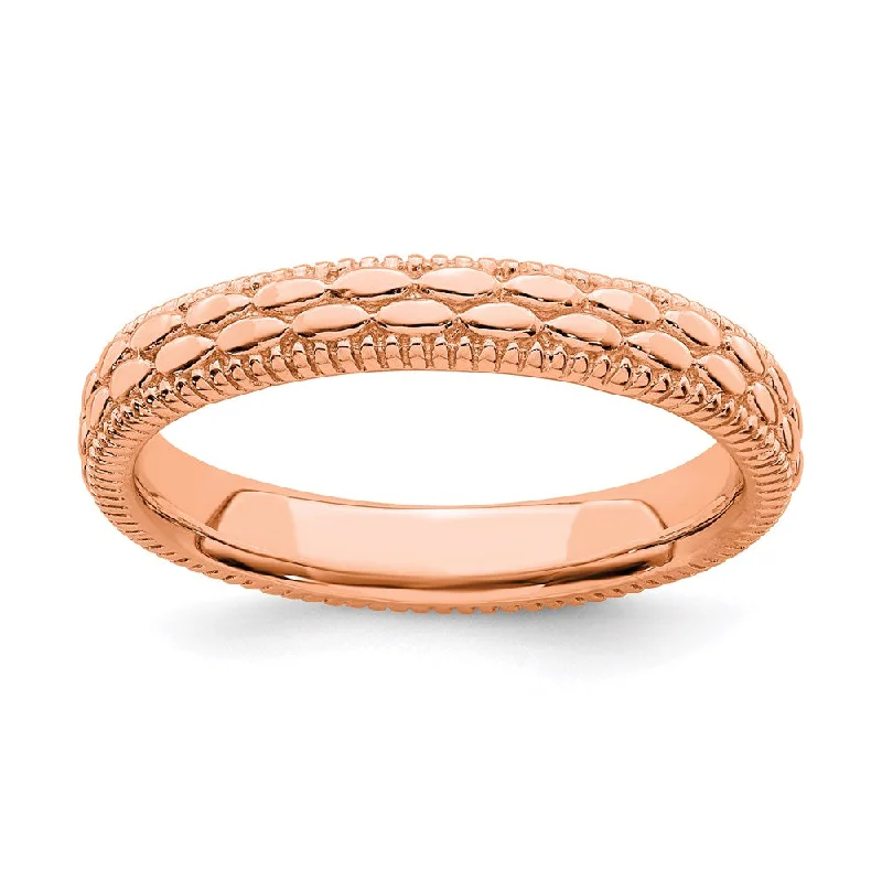 Sterling Silver Stackable Expressions Rose Gold-plated Patterned Ring | QSK1568