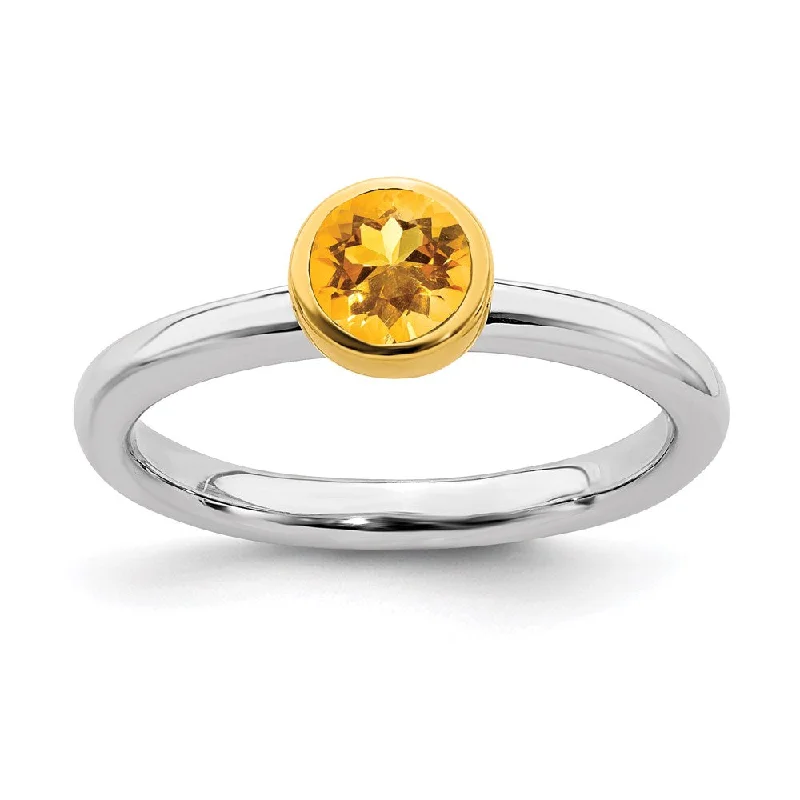 Sterling Silver Stackable Expressions w/Gold-plate Citrine Ring | QSK1885