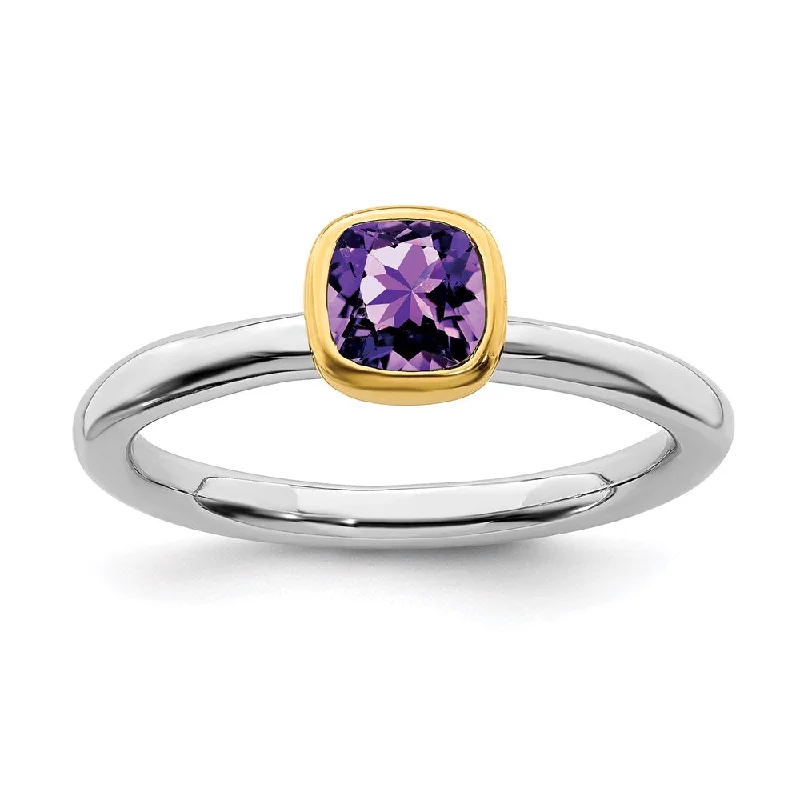 Sterling Silver Stackable Expressions w/Gold-plated Amethyst Ring | QSK1888