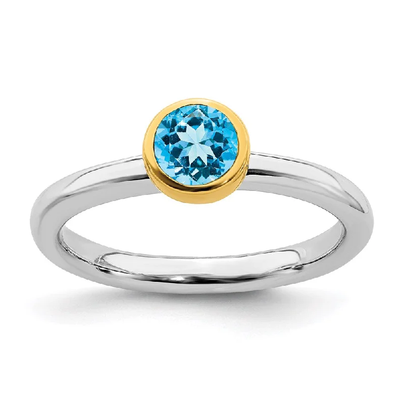 Sterling Silver Stackable Expressions w/Gold-plated Blue Topaz Ring | QSK1886