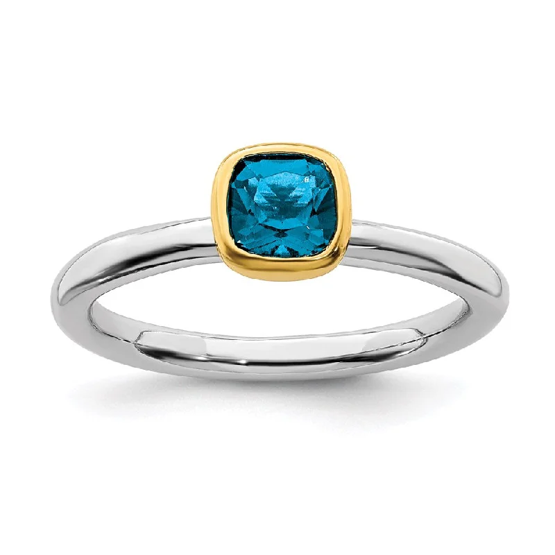 Sterling Silver Stackable Expressions w/Gold-plated Blue Topaz Ring | QSK1898