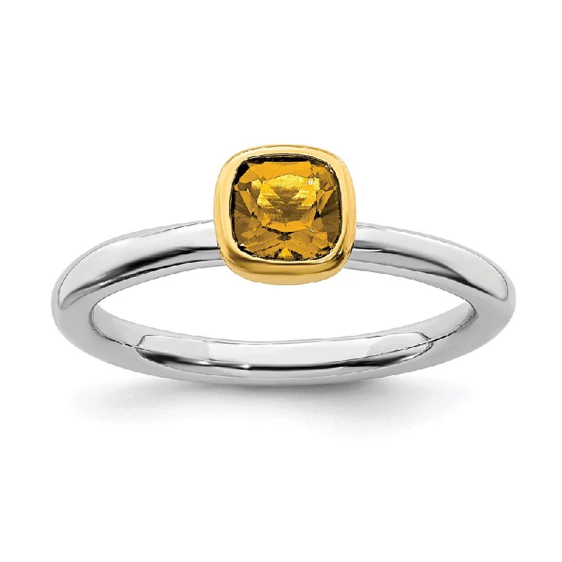 Sterling Silver Stackable Expressions w/Gold-plated Citrine Ring | QSK1897