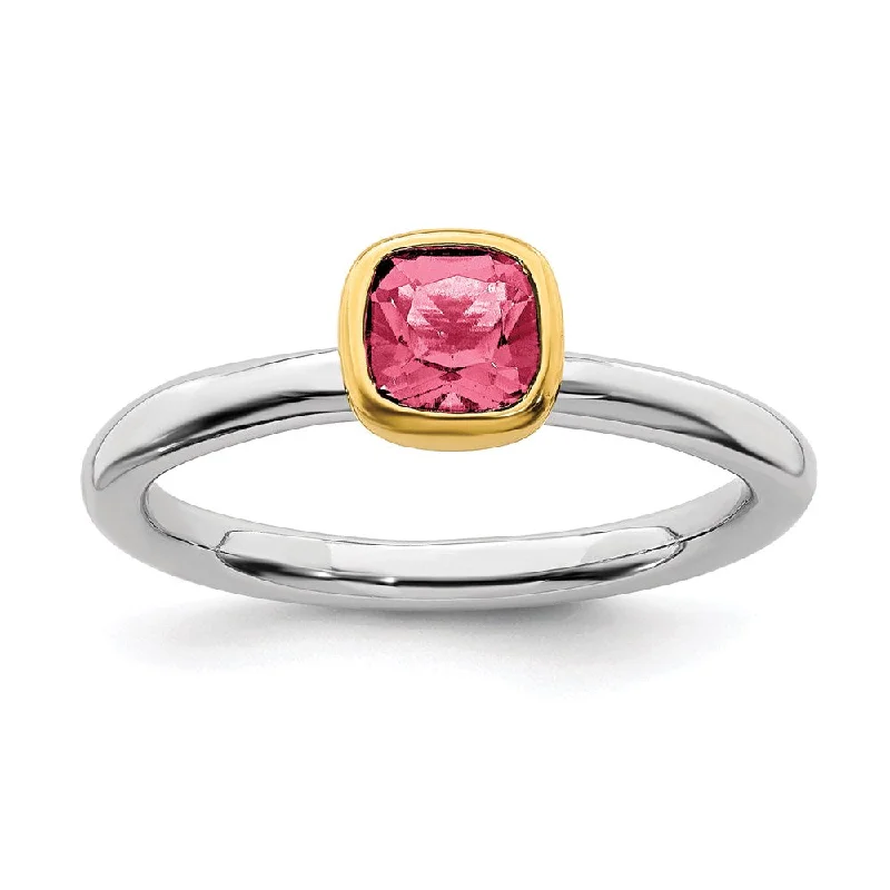 Sterling Silver Stackable Expressions w/Gold-plated P.Tourmaline Ring | QSK1896