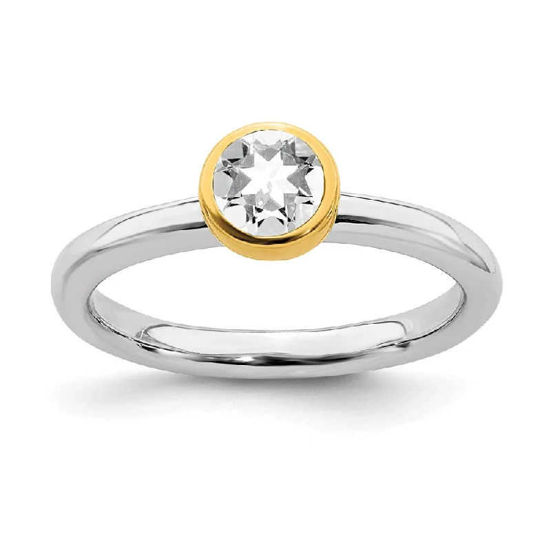 Sterling Silver Stackable Expressions w/Gold-plated White Topaz Ring | QSK1878