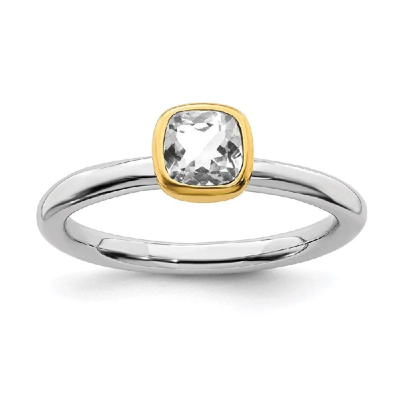 Sterling Silver Stackable Expressions w/Gold-plated White Topaz Ring | QSK1890