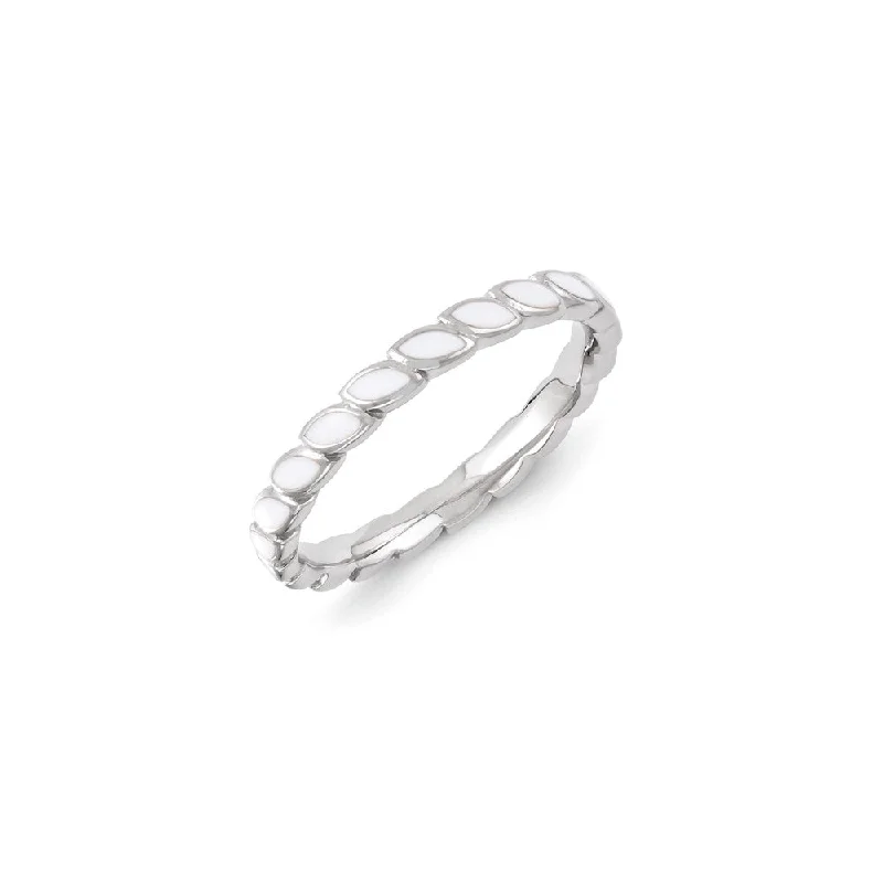 Sterling Silver Stackable Expressions White Enameled Ring | QSK1382