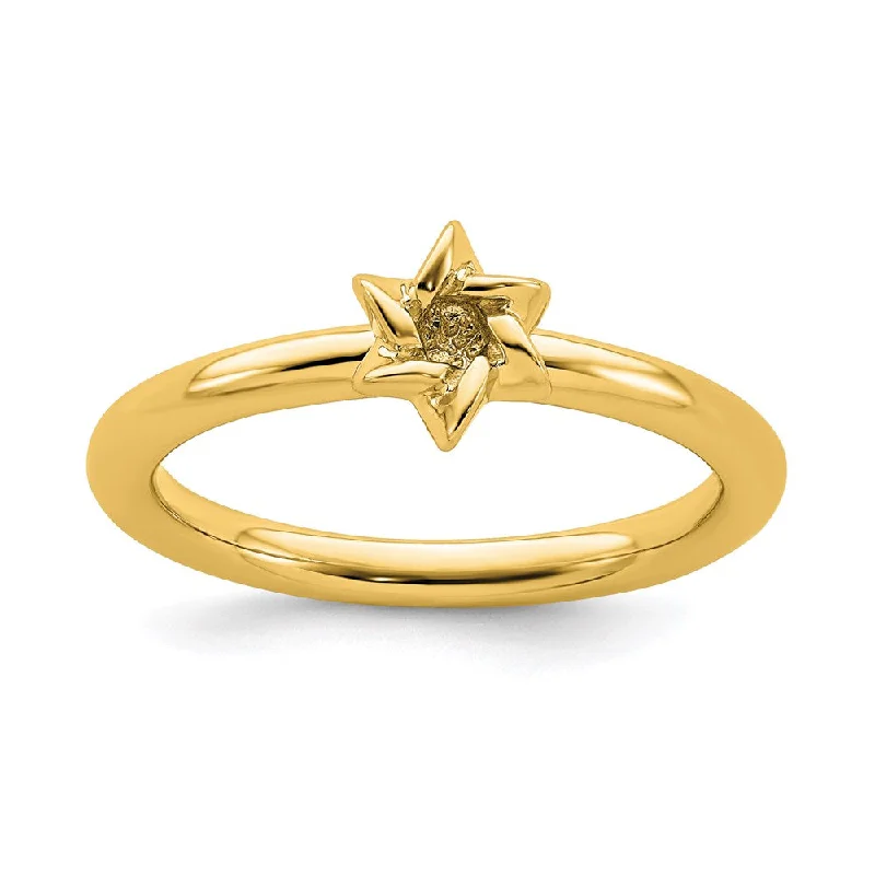 Sterling Silver Stackable Expressions Yellow-plated Star of David Ring | QSK1949