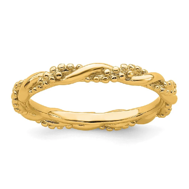 Sterling Silver Stackable Expressions Yellow-plated Twist Ring | QSK2002