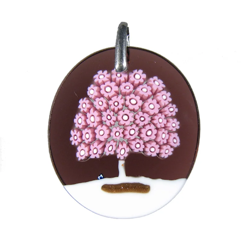 The Tree of Life Murano Glass Pink Pendant Murrina set in 925 sterling silver