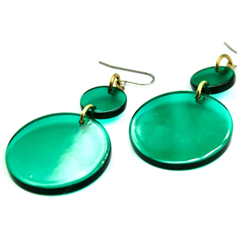 Lead Free Drop Earrings for Health -Transparent Green Earrings