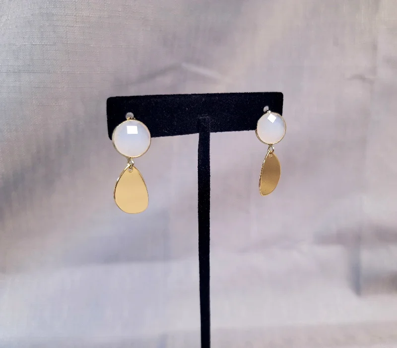 Studded Drop Earrings with Gemstones -Misty Morning Earrings