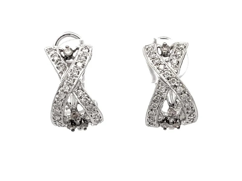 Maximalist Drop Earrings for Bling -X Shaped Diamond Earrings in 18k White Gold