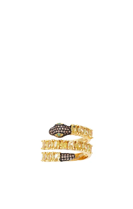 Citrine Crystal Rattlesnake Ring