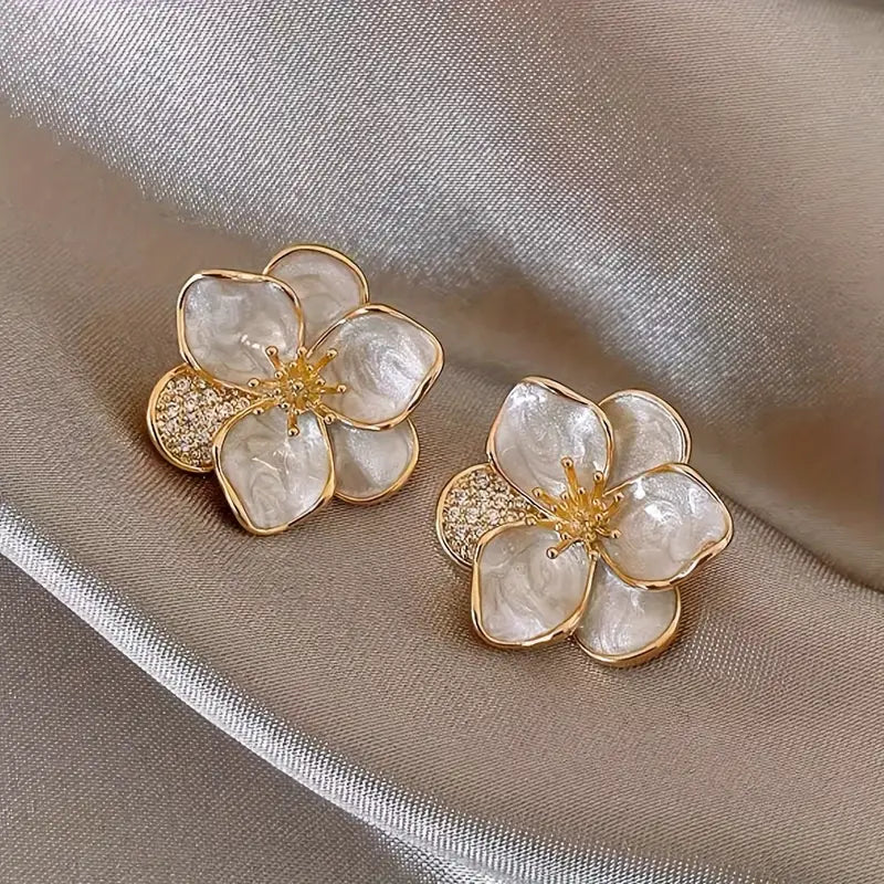 Drop Earrings with Matte Finish -Zinc Alloy Pretty Sweet Flower Design Stud Earrings